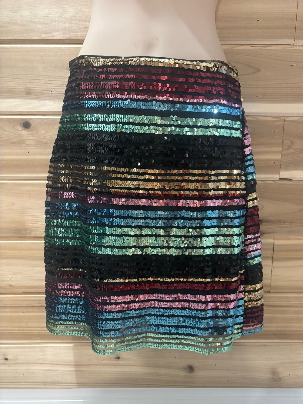 Moulinette Soeurs Multicolor Sequin Stripe A-Line Skirt